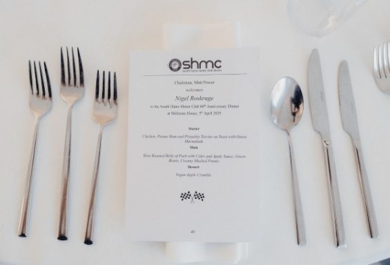 Dinner menu at SHMC 60th Dinner at Shilstone House